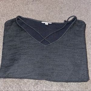 Cross Neck Grey Sweater